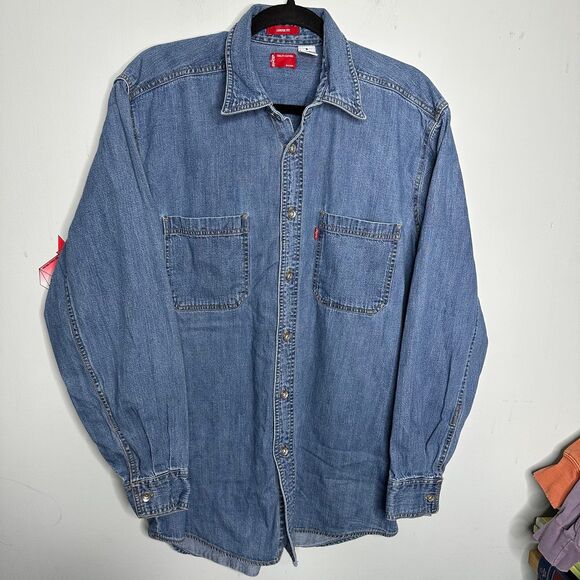 Vintage 2002 Y2K Levi’s Loose Fit Denim Button Down Shirt Size Small - Picture 1 of 7